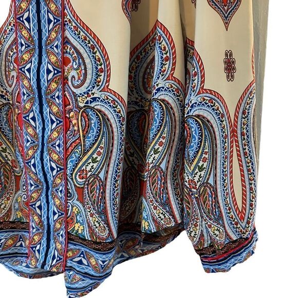 Vintage (tagless) long sleeve v-neck top w/boho print - Picture 3 of 13